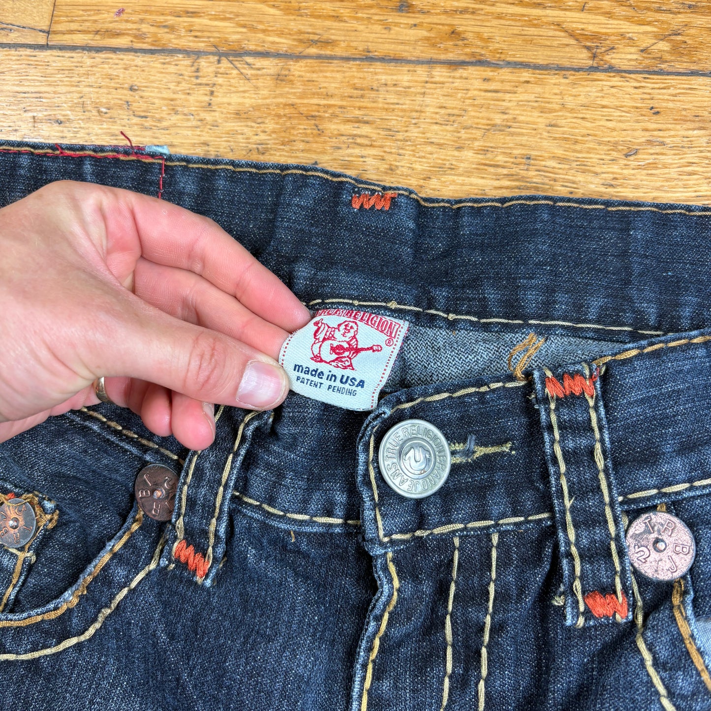 Vintage True Religion Blue Baggy Embroidered Y2K Shorts Jorts - 36