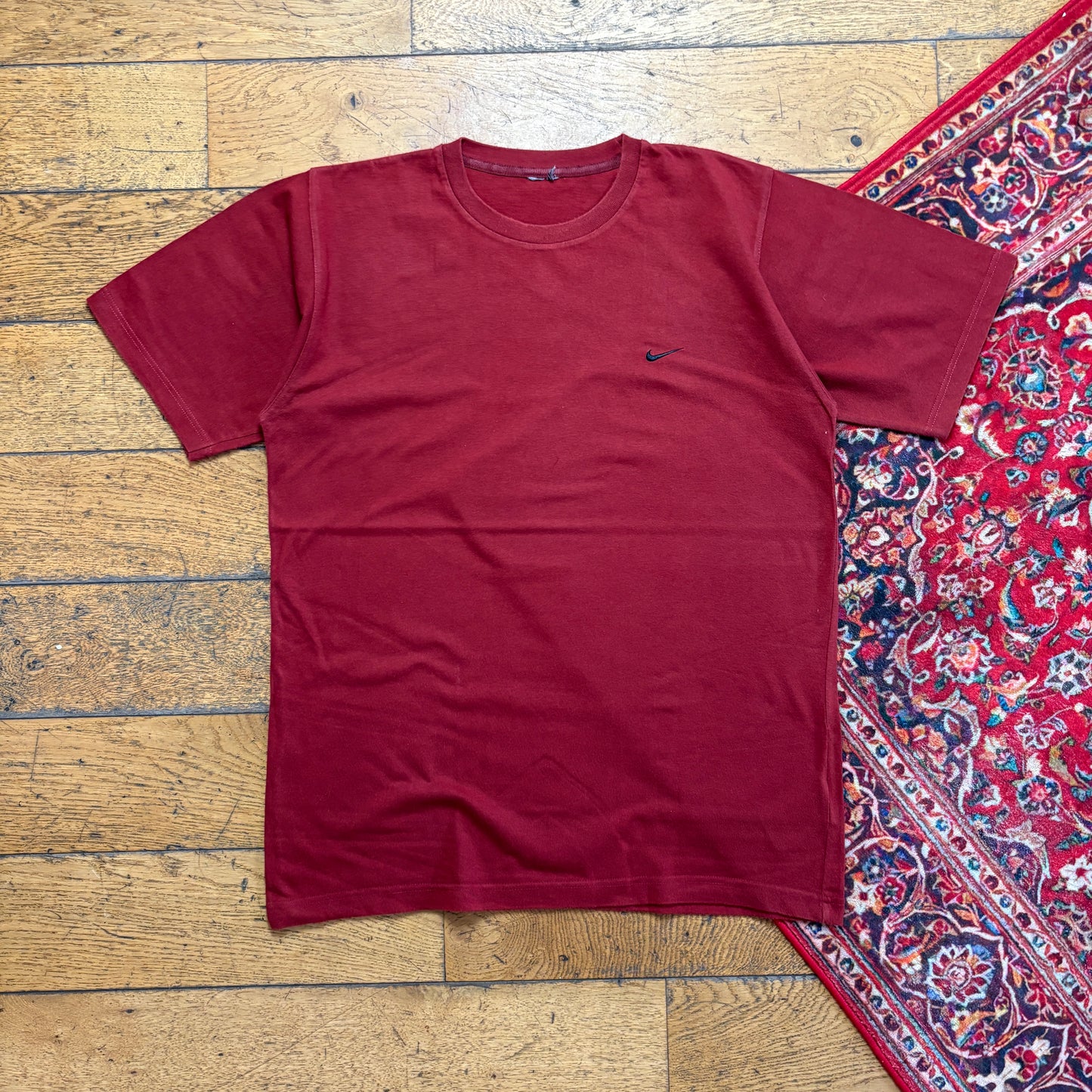 Vintage 00s Nike Burgundy Red Swoosh T-Shirt - S
