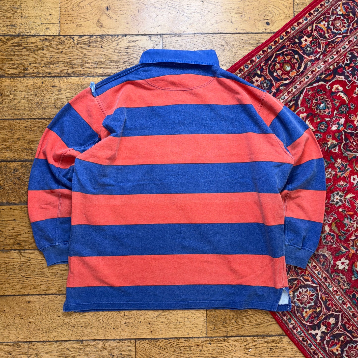 Vintage Uncle Sam Orange Blue Stripe Polo Rugby Shirt - 2XL