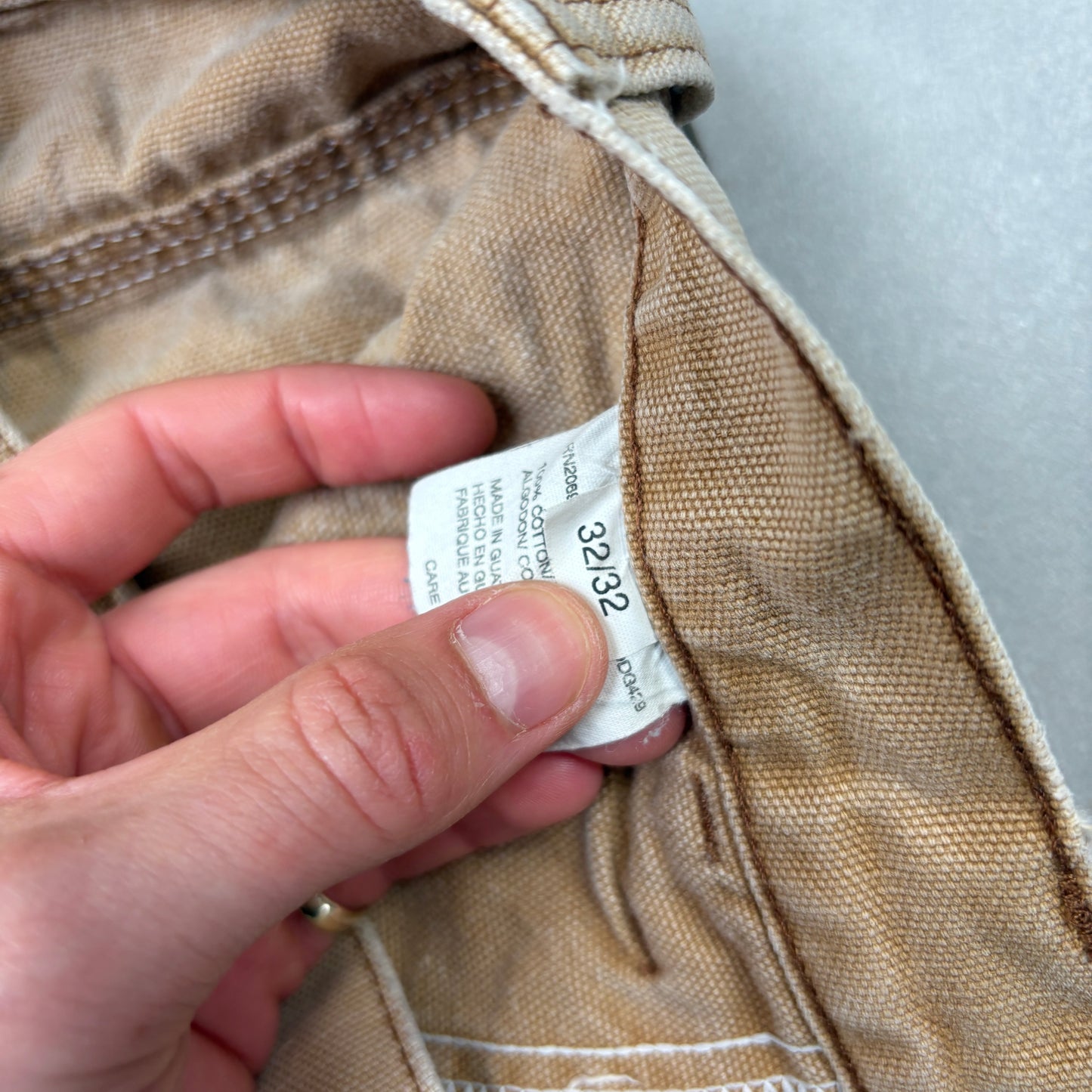 Vintage Dickies Workwear Cream Brown Carpenter Baggy Trousers - 32