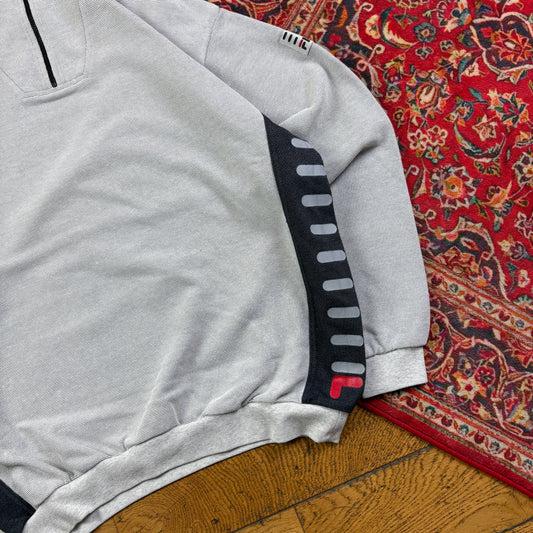 Vintage 90s Fila Grey Quarter Zip Sweatshirt - M