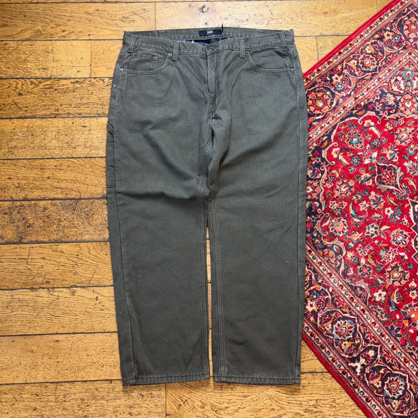 Vintage Green Khaki Blanket Lined Workwear Baggy Jeans - 42S