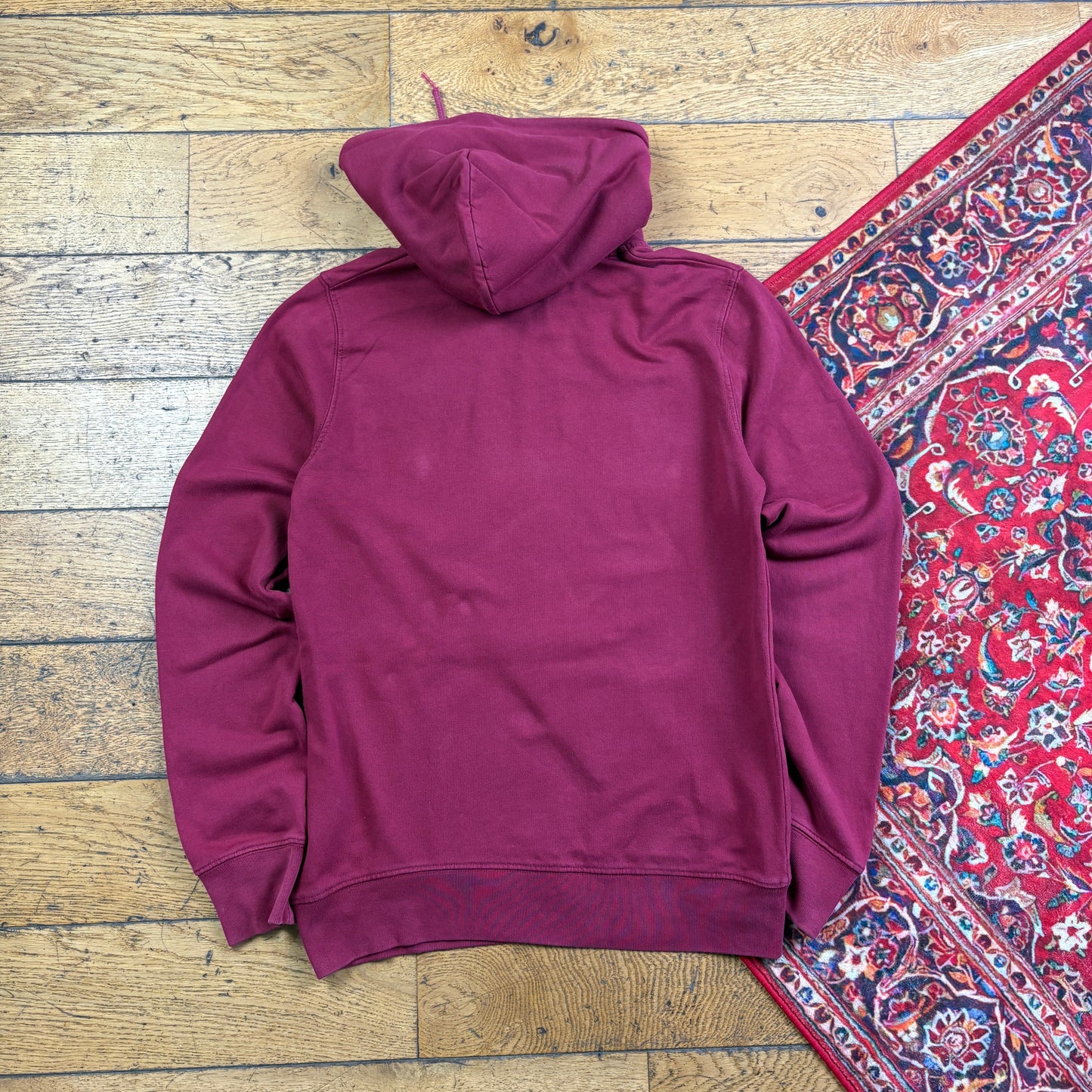 Vintage Carhartt Burgundy Red Spellout Hoodie Sweatshirt - XS