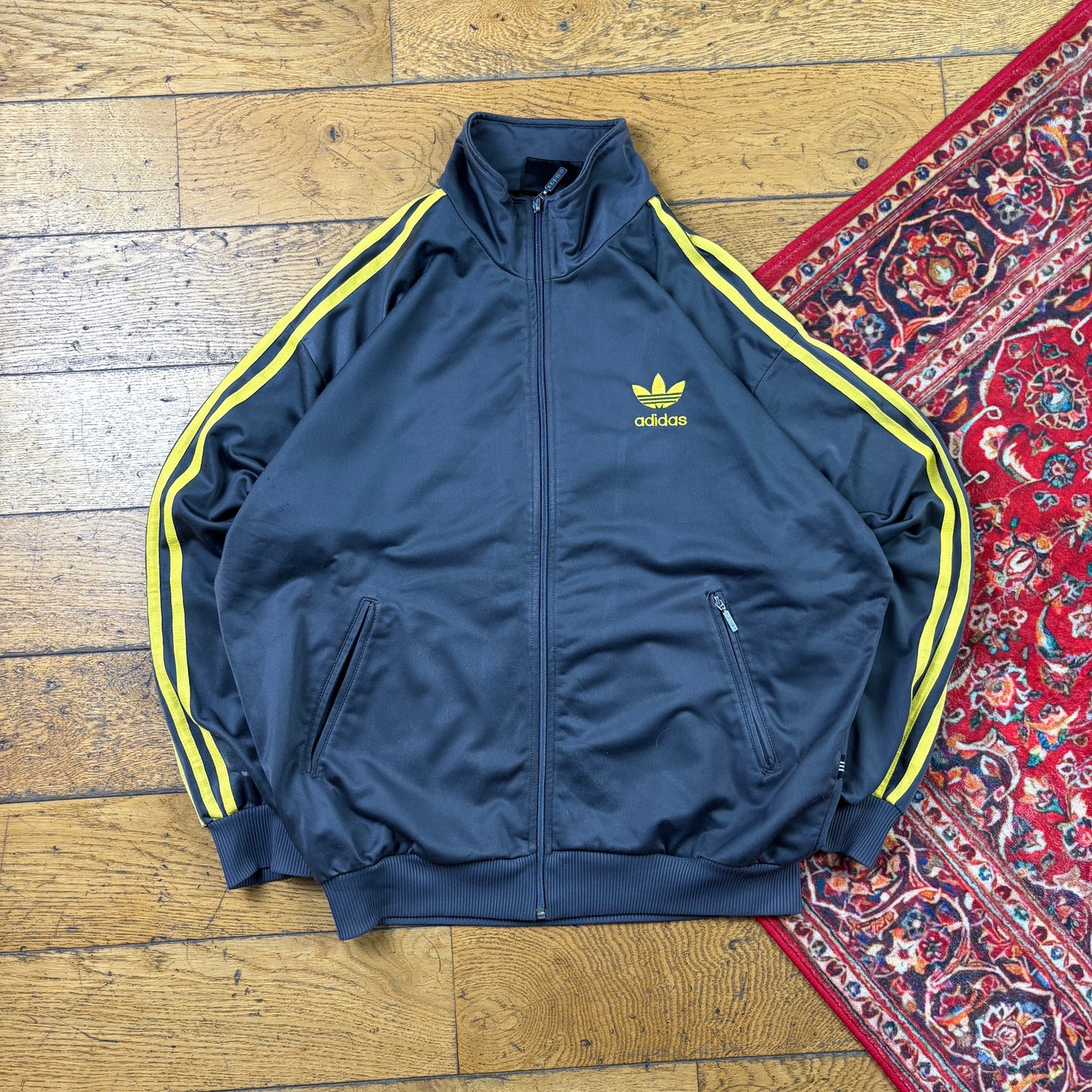 Vintage Adidas Grey Yellow Tracksuit Track Shell Windbreaker Jacket - L