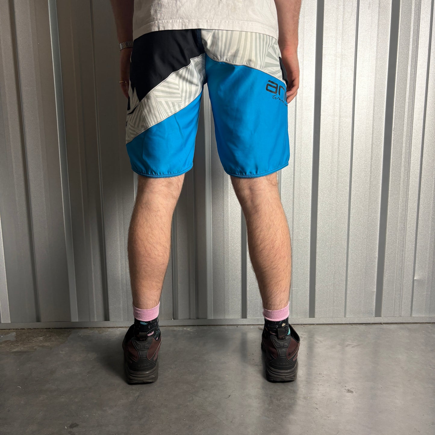 Vintage Animal Blue Black Surfwear Baggy Boardshorts Swimming Trunks - 30