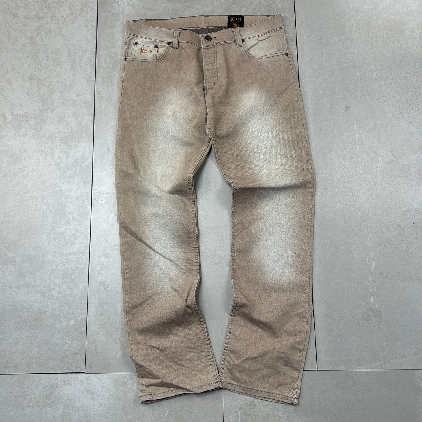 Vintage Kosmo Lupo Embroidered Hip Hop Baggy Brown Jeans - 36