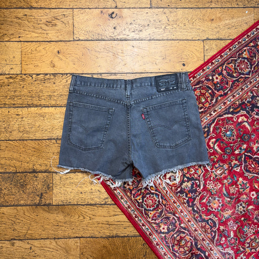 Vintage Levis 514 Grey Mini Micro Denim Shorts - Size 16