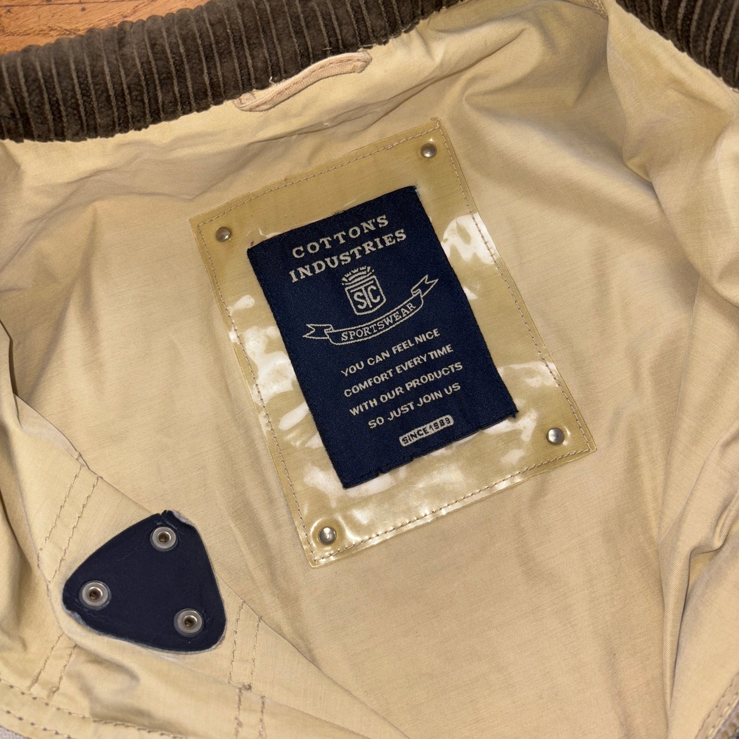 Vintage Cotton Industries Cream Fireman Clasp Trench Coat Jacket - XL