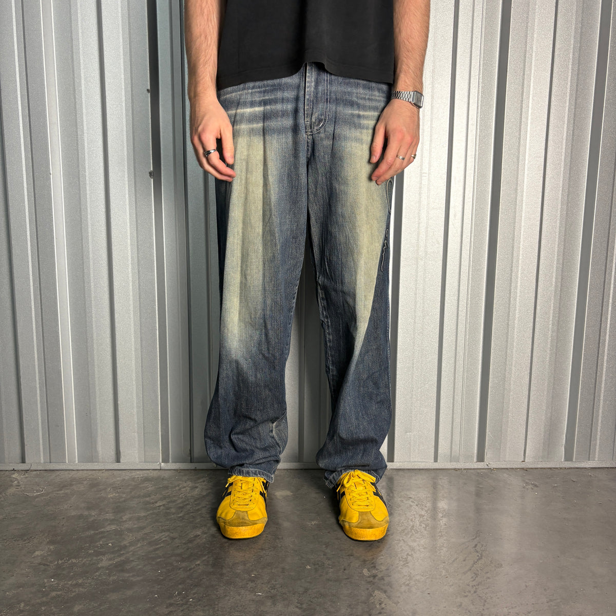 Sean John Blue Embroidered Japanese Denim Hip Hop Y2K Baggy Jeans - 32L