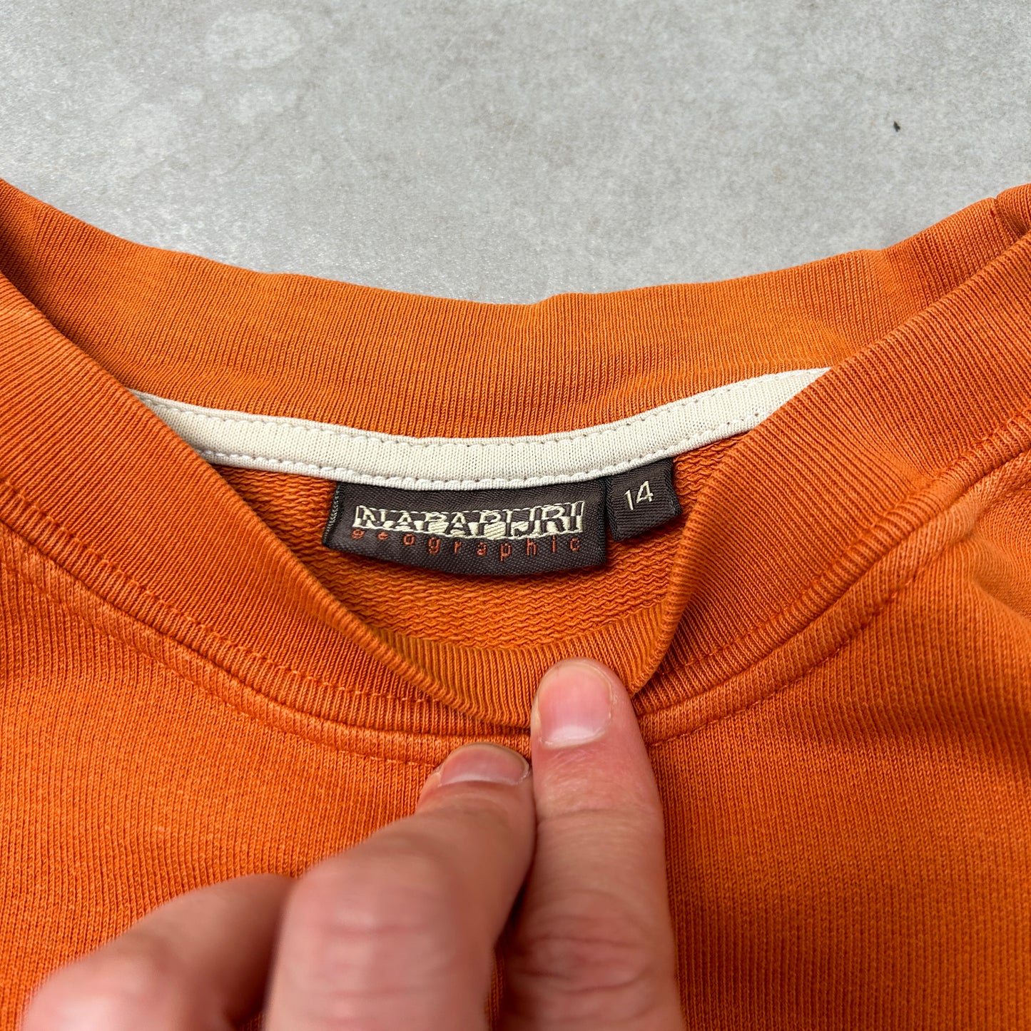 Vintage Napapijri Orange Embroidered Sweatshirt - M