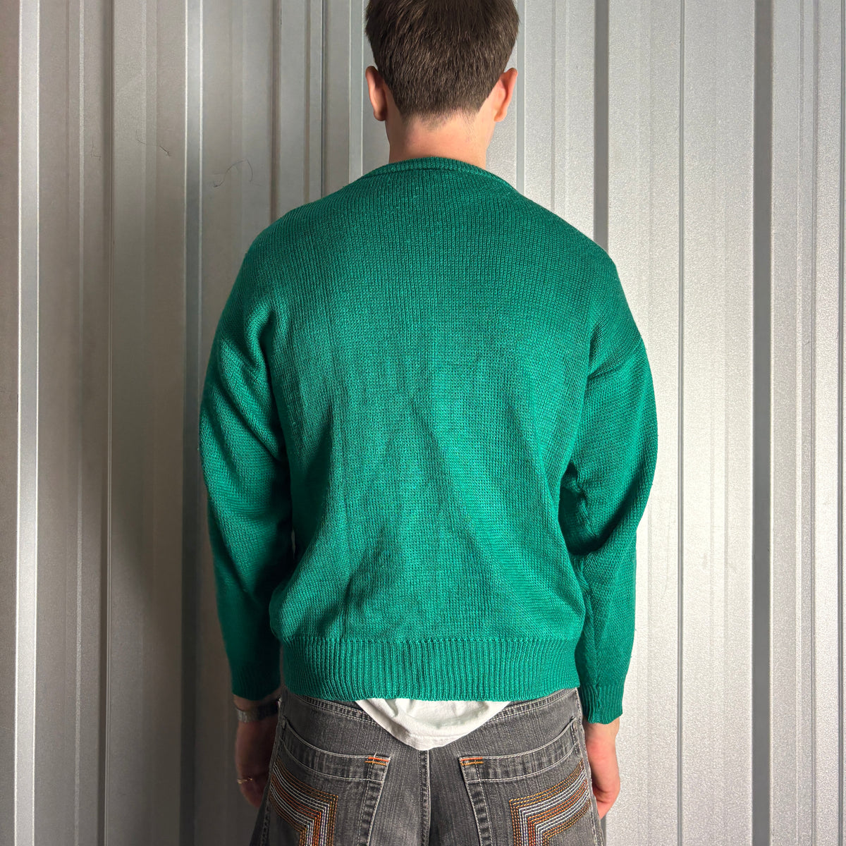 Vintage Chemise Lacoste Green Cable Fisherman Wool Chunky Knit Jumper - S