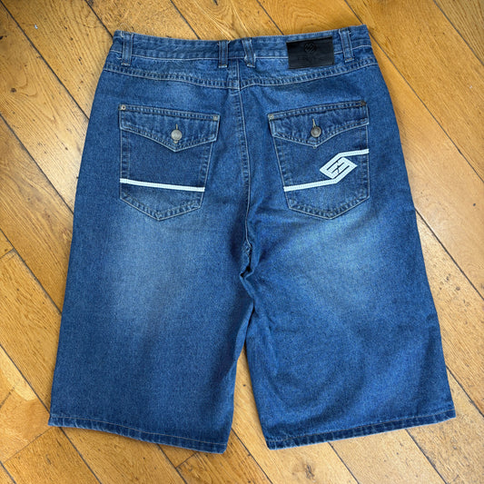 Vintage Enyce Embroidered Blue Hip Hop Baggy Shorts Jorts - 36