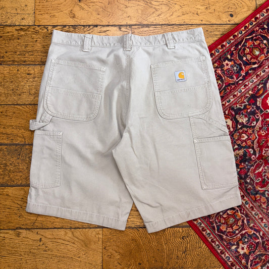 Vintage Carhartt Cream Workwear Baggy Carpenter Shorts - 38