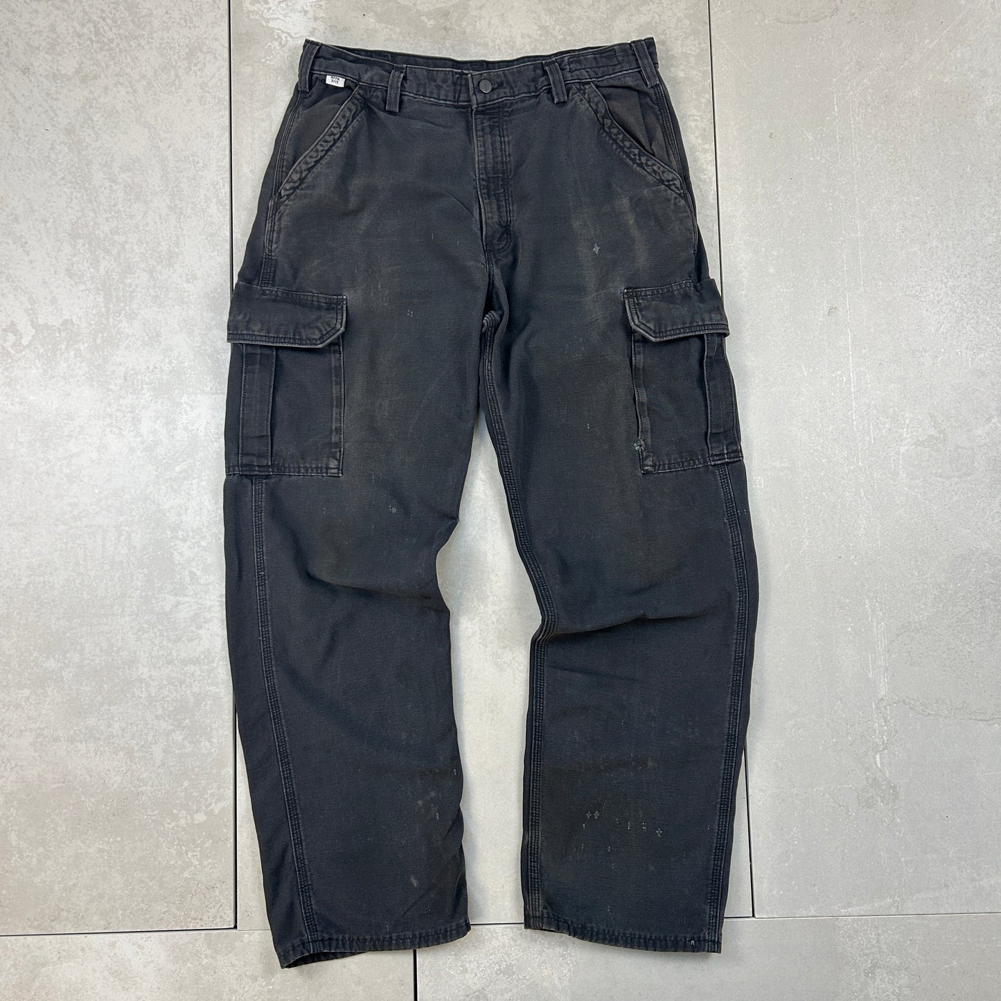 Vintage Carhartt Black Workwear Carpenter Baggy Cargo Trousers - 36