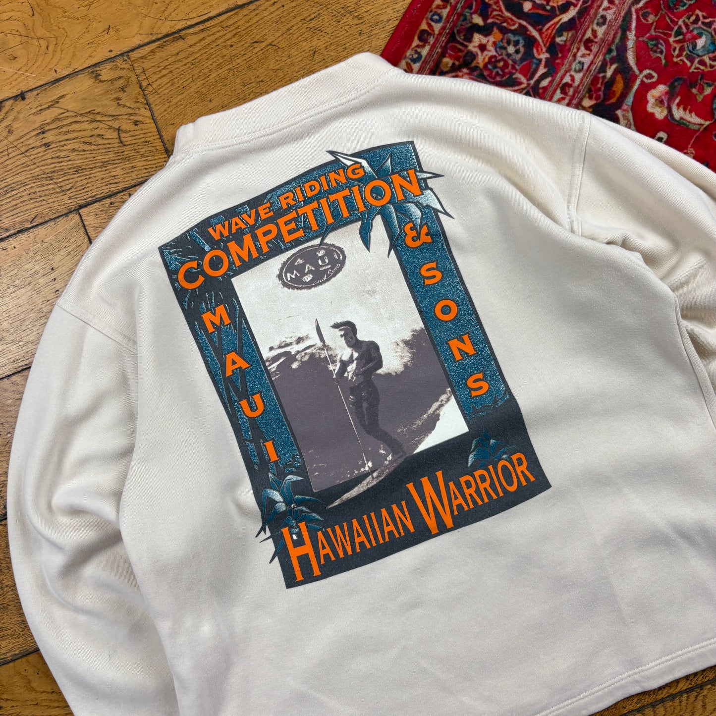 Vintage Maui and Sons Cream Surfwear Sweatshirt - S