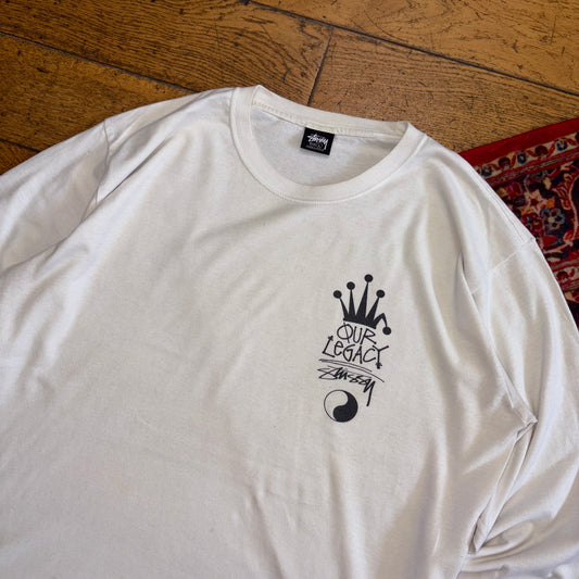Vintage Stussy Our Legacy White Long Sleeve Graphic T-Shirt - L