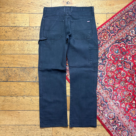Vintage Dickies Workwear Carpenter Black Baggy Trousers - 38R