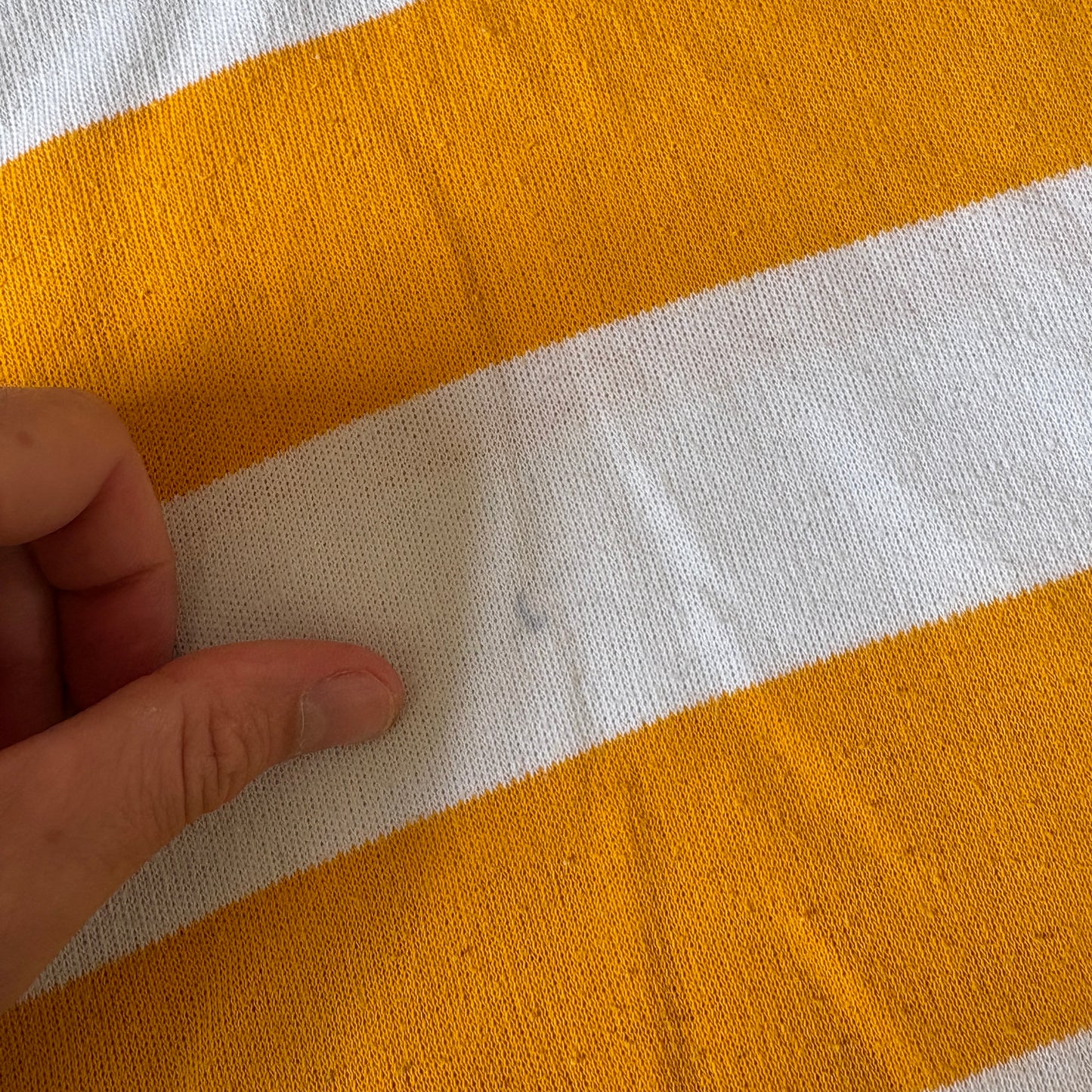Vintage Ralph Lauren Yellow White Stripe Rugby Polo Shirt - XS