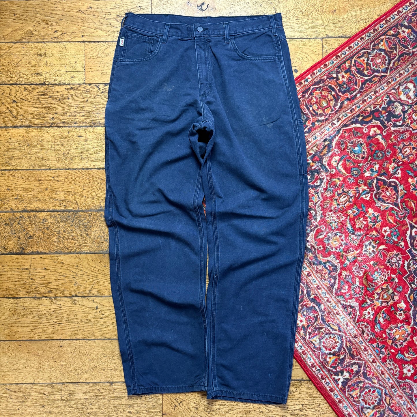Vintage Carhartt Workwear Carpenter Navy Baggy Trousers - 38L