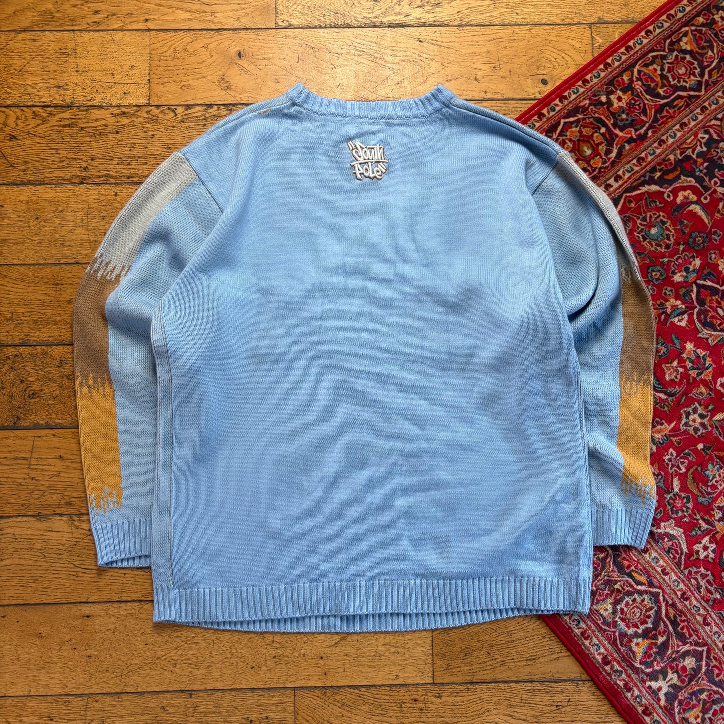 Vintage Southpole Blue Embroidered Hip Hop Chunky Knit Jumper - 2XL