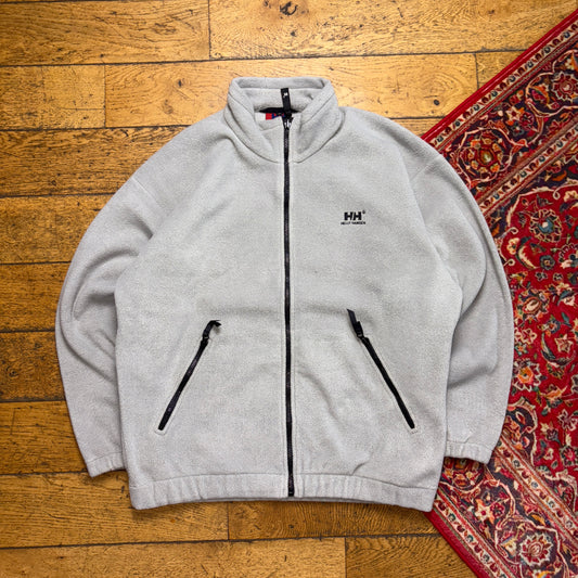 Vintage Helly Hansen Grey Zip Fleece Embroidered Sweatshirt - XL