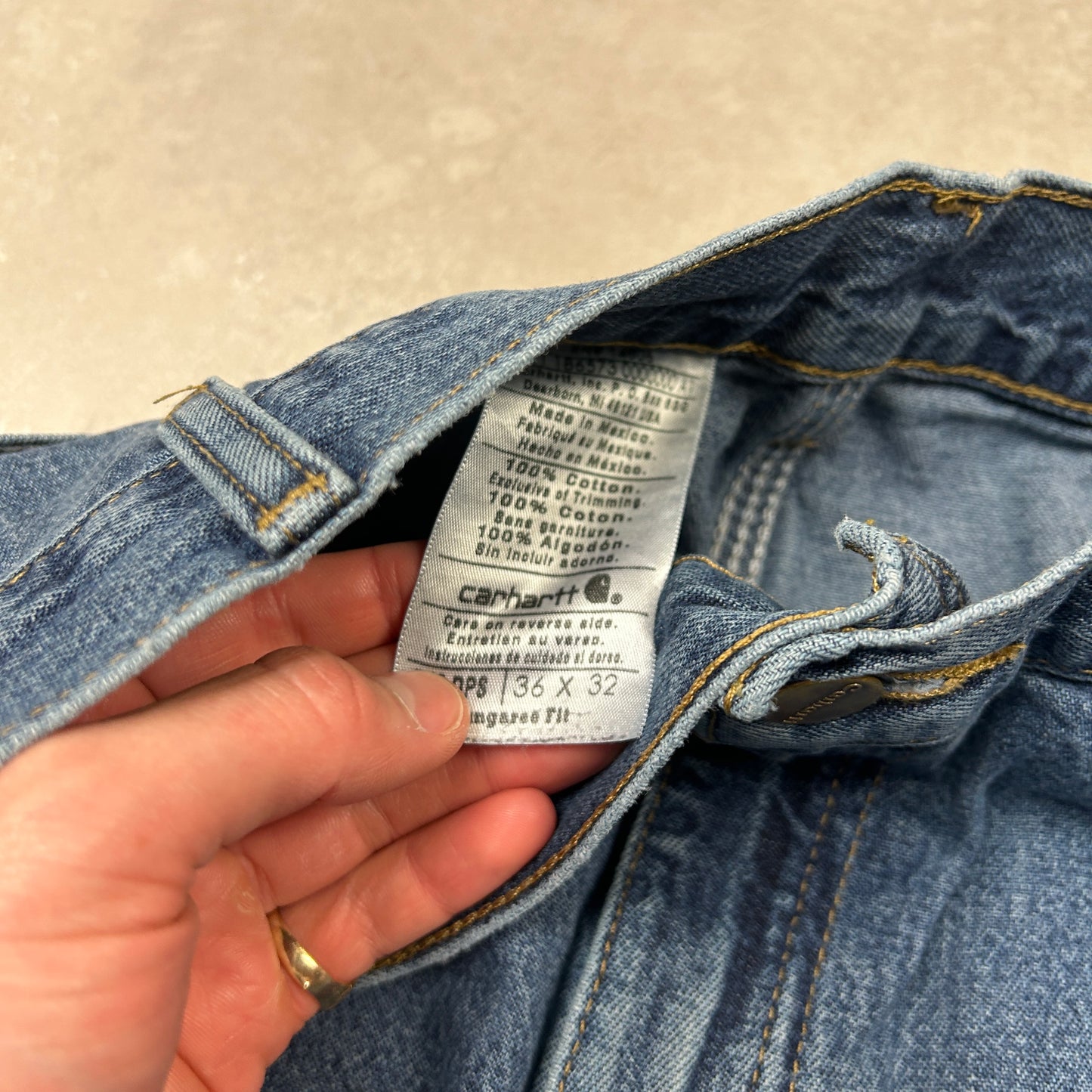 Vintage Carhartt Workwear Baggy Carpenter Blue Shorts - 35