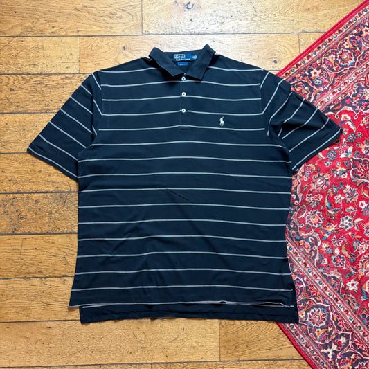 Vintage Ralph Lauren Black Stripe Polo T Shirt - XL