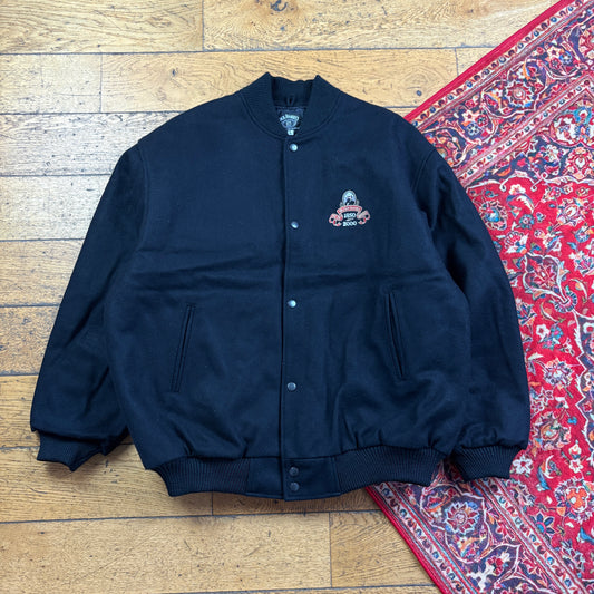 Vintage Jack Daniels Black Wool Varsity Letterman Jacket - XL