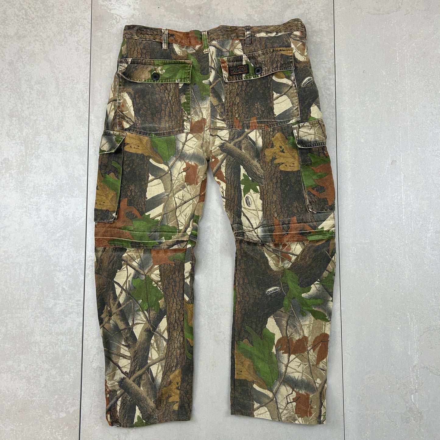 Vintage Real Tree Camo Baggy Khaki Cargo Workwear Hunting Trousers - 36