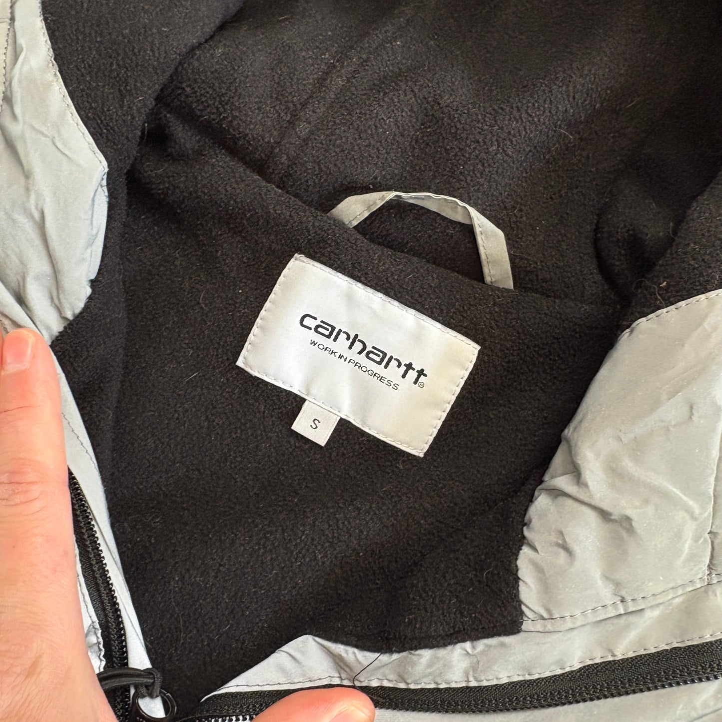 Vintage Carhartt WIP 3M Reflective Grey Parka Coat Jacket - S