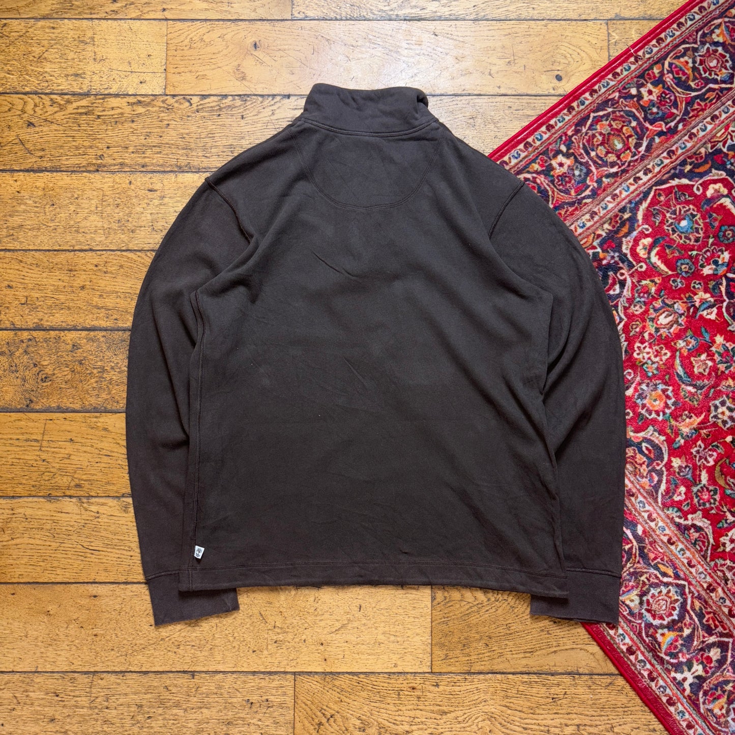 Vintage Timberland Brown Quarter Zip Embroidered Sweatshirt - L