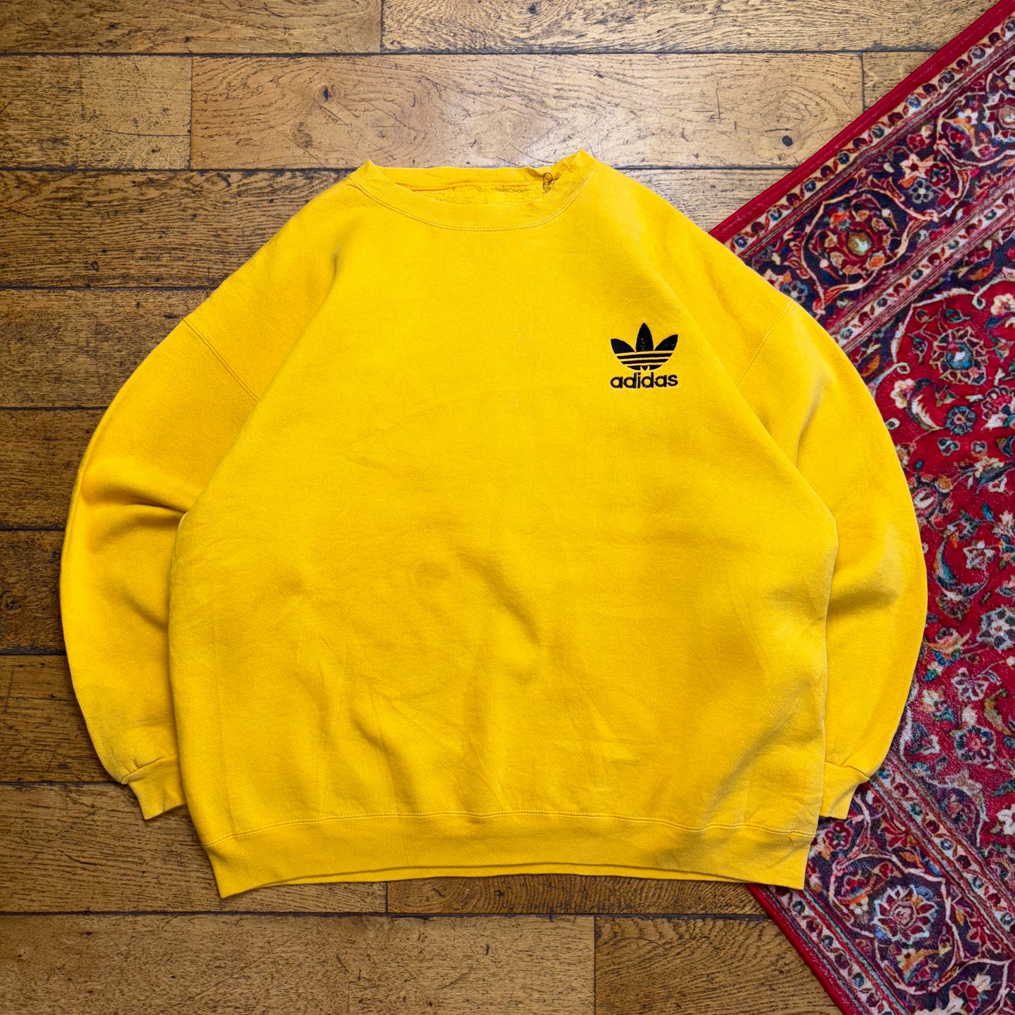 Vintage 90s Adidas Originals Yellow Embroidered Sweatshirt - XL