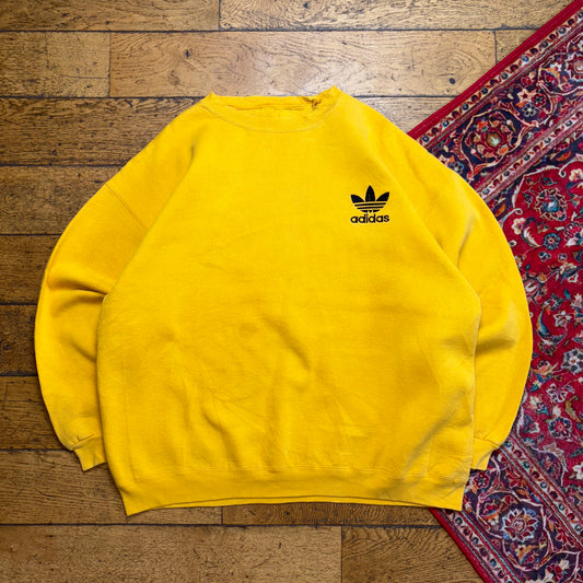 Vintage 90s Adidas Originals Yellow Embroidered Sweatshirt - XL