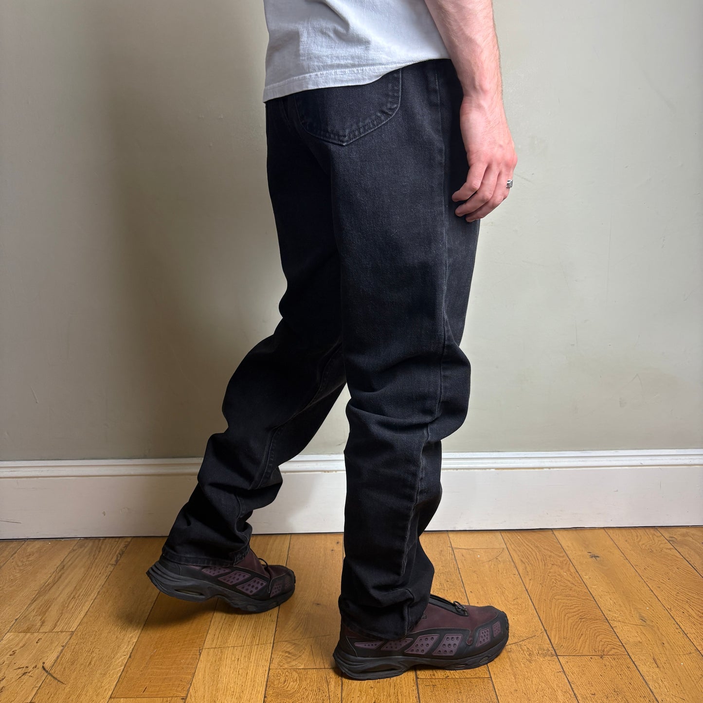 Vintage Lee Straight Black Denim Jeans - 34L