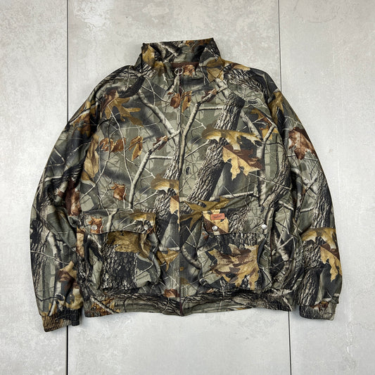Vintage Realtree Woolrich Camo Workwear Hunting Bomber Zip Khaki Jacket - XXL
