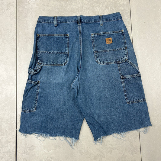 Vintage Carhartt Workwear Baggy Carpenter Blue Shorts - 35