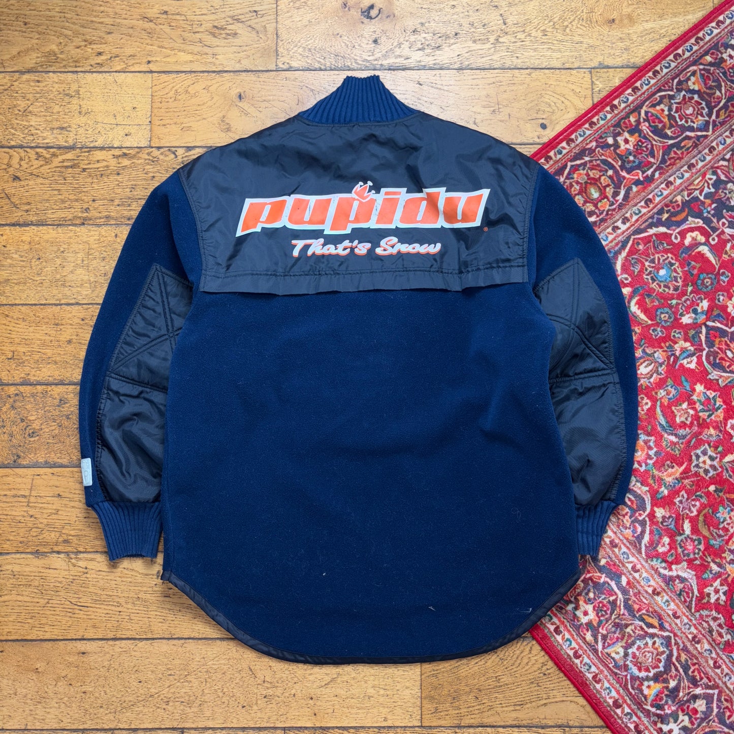 Vintage 90s Navy Snowboard Pupidu Fleece Embroidered Sweatshirt - XL