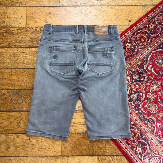 Vintage Embroidered Grey Hip Hop Shorts Jorts - 34