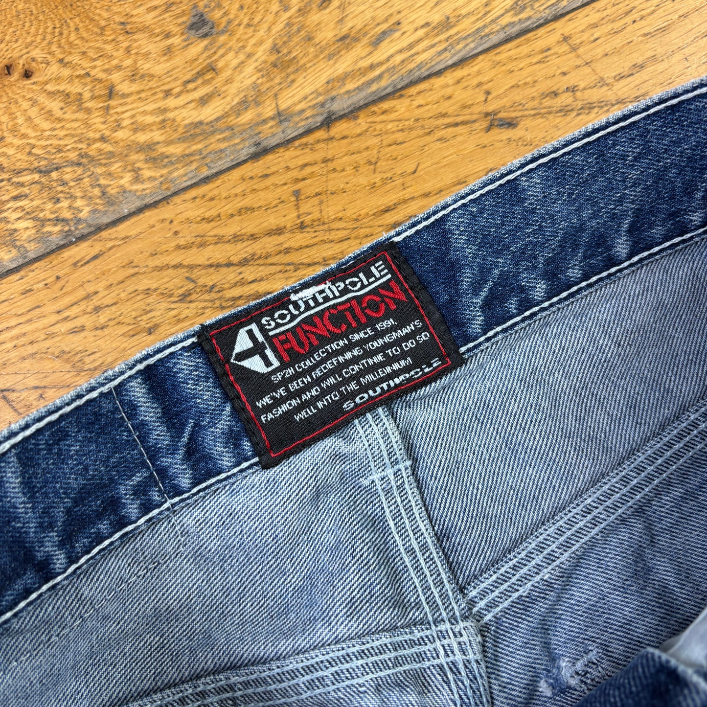Vintage Southpole Function Blue Embroidered Y2K Hip Hop Baggy Jeans - 31