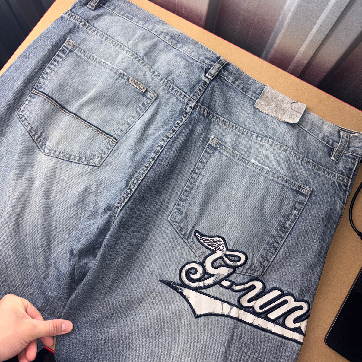 G-Unit Blue Embroidered Japanese Denim Hip Hop Y2K Baggy Jeans - 44L