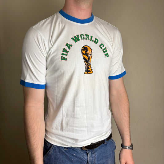Vintage 2006 Germany World Cup Ringer Italia White Graphic T-Shirt - XS