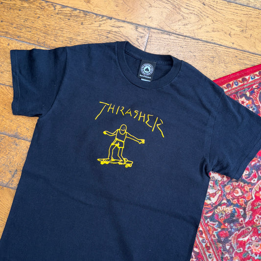 Vintage Thrasher Black Womens Skate  Graphic T-Shirt - S