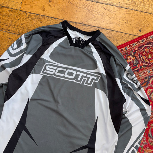 Vintage Scott Grey Long Sleeve Motorbike Racing T-Shirt - L