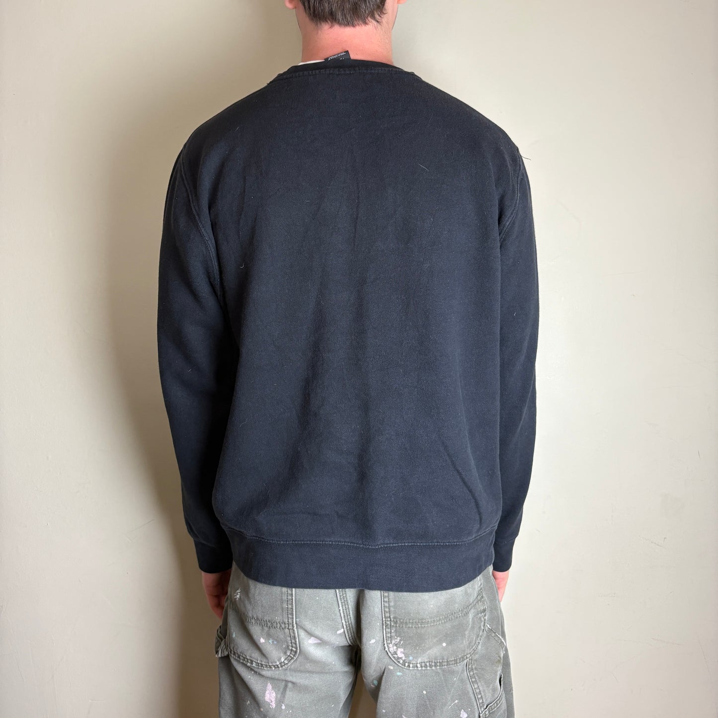 Vintage Stussy Black Camo Spellout Streetwear Sweatshirt - XL