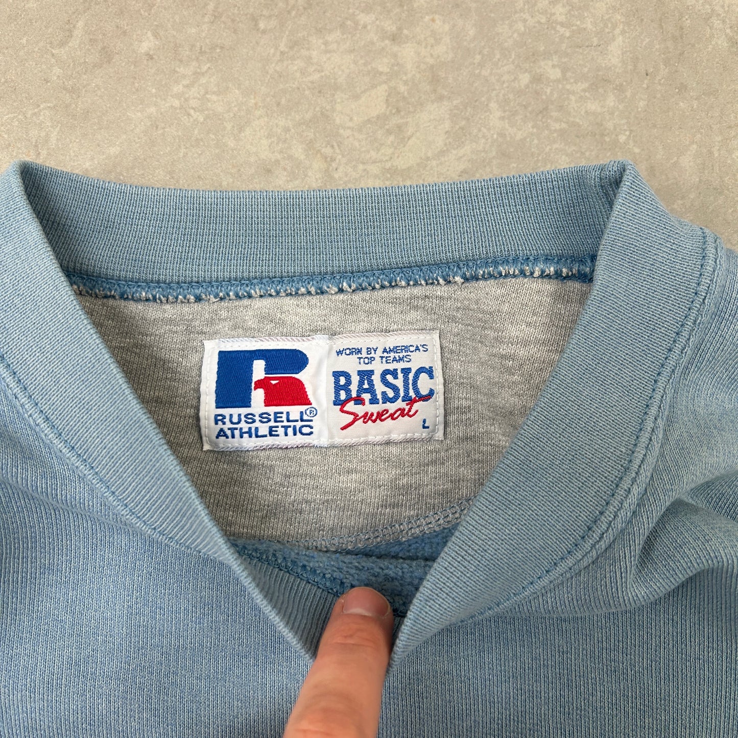 Vintage Russell Athletic Blue Embroidered Sweatshirt - L
