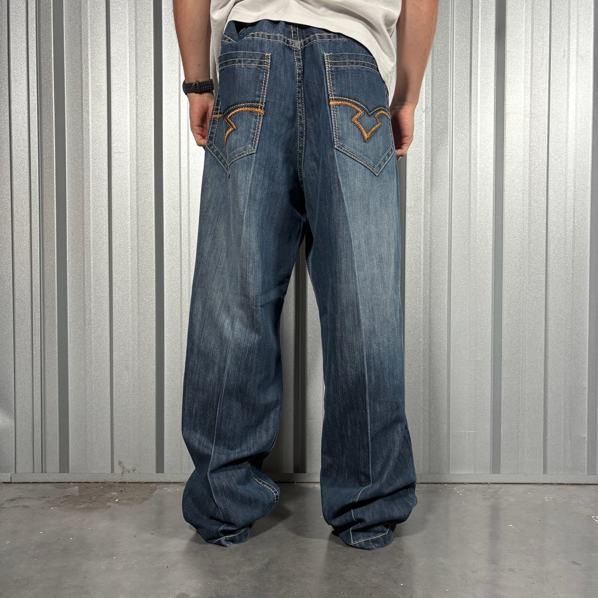 Southpole Embroidered Y2K Baggy Hip Hop blue Jeans - 42L