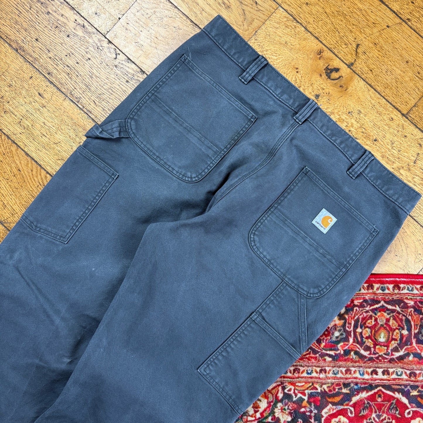 Vintage Carhartt Grey Double Knee Workwear Carpenter Trousers - 38
