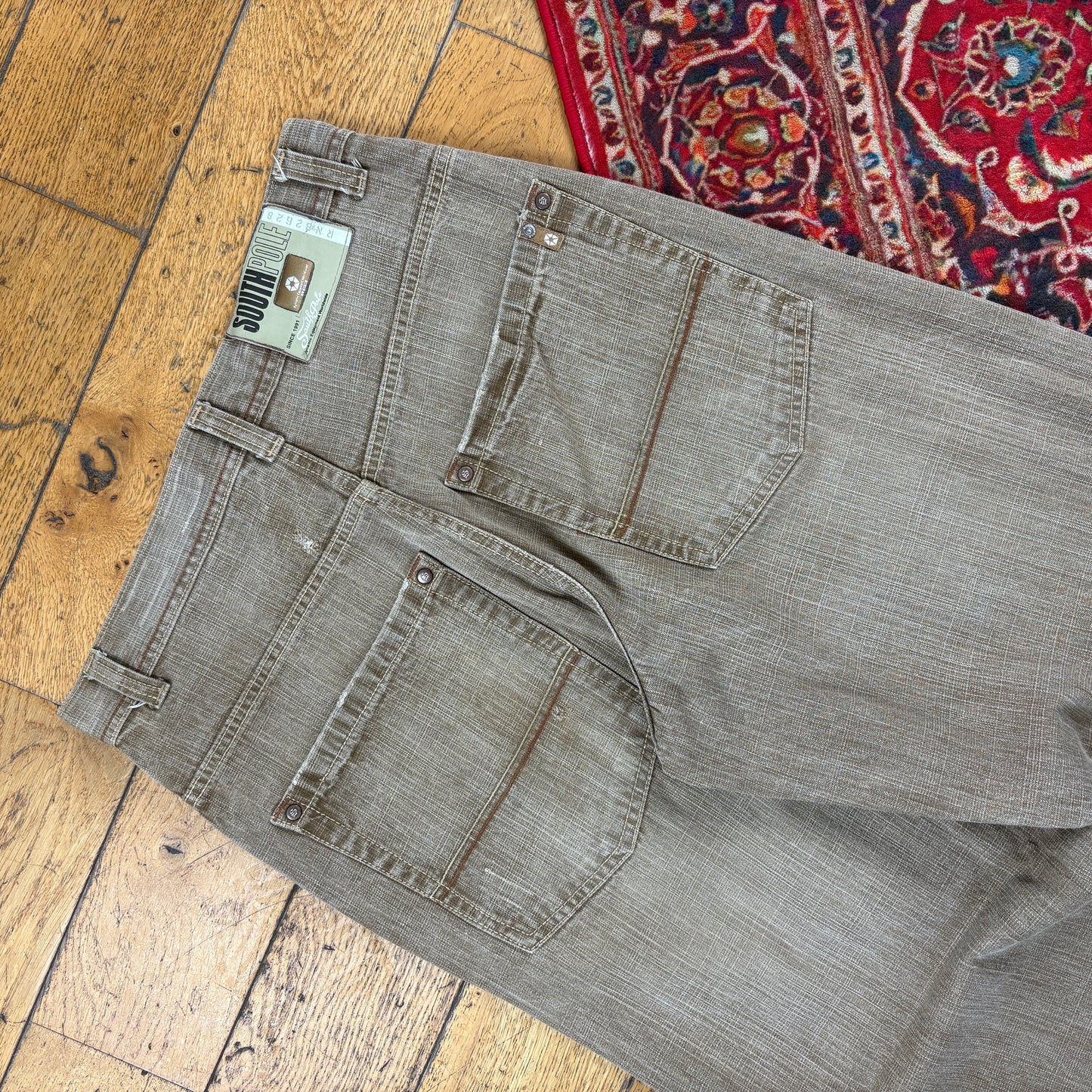 Vintage Southpole Brown Embroidered Y2K Hip Hop Baggy Jeans - 32