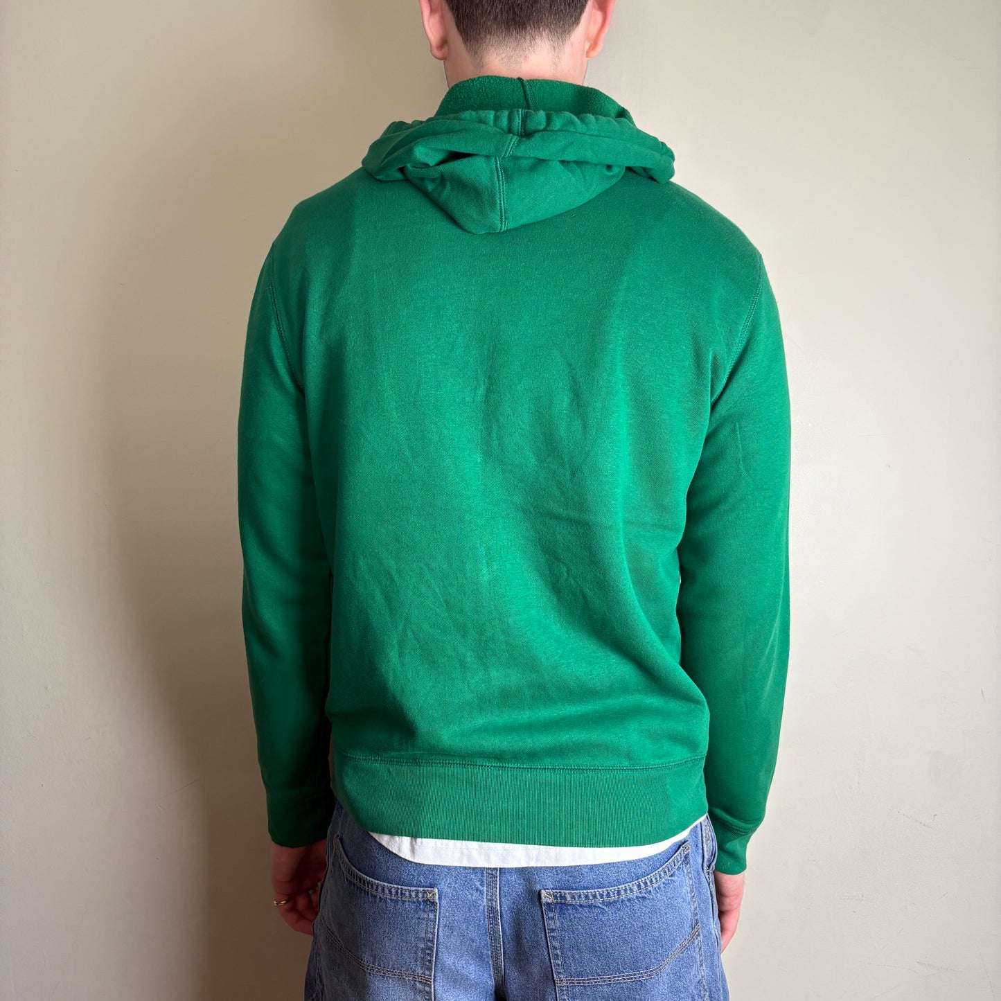 Vintage Gap Green Spellout Embroidered Zip Hoodie Sweatshirt - M