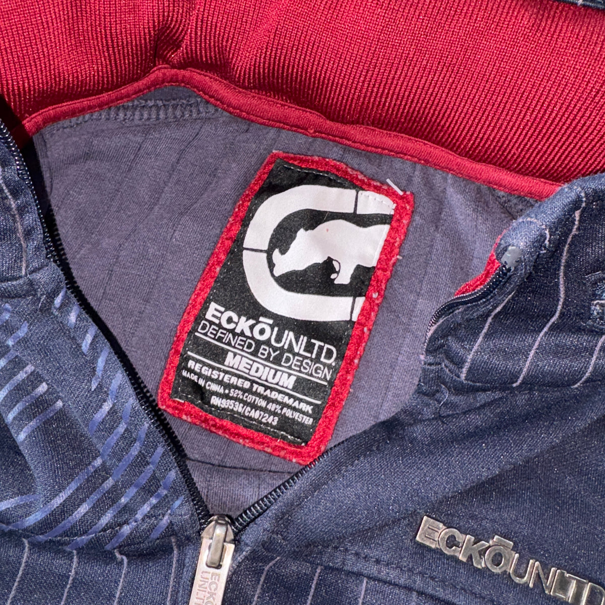 Ecko Unltd Navy Pinstripe Zip Hip Hop Sweatshirt - M